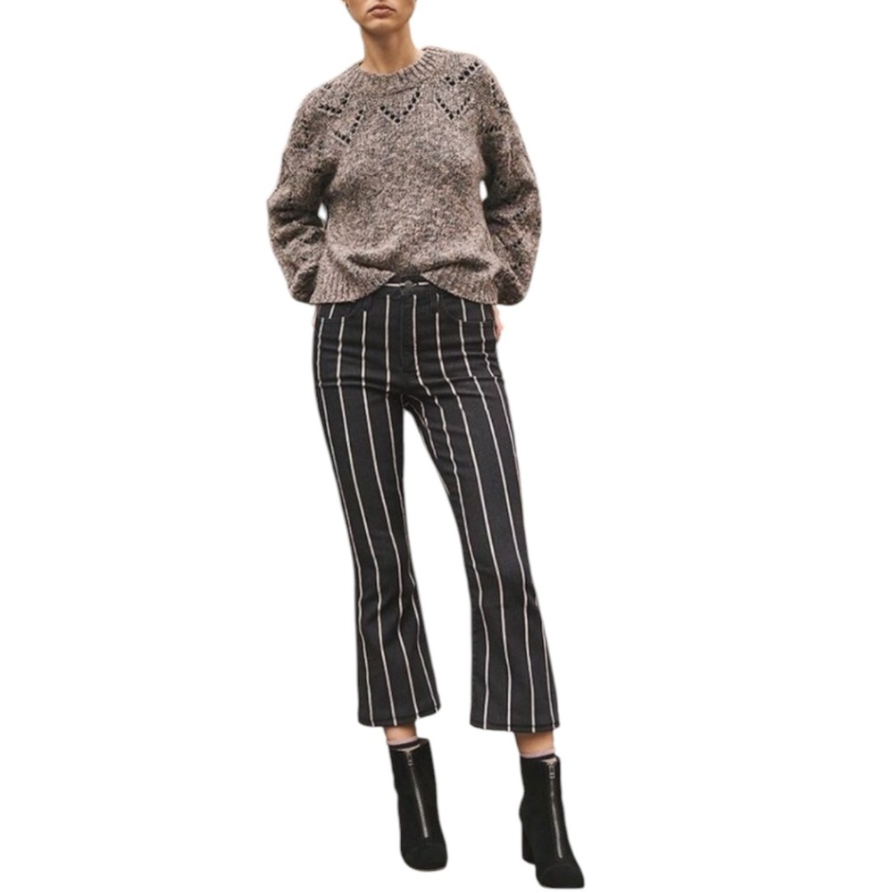 Madewell 70s Style Cali Demi-Boot Jeans Elsie Stripe Crop Flare Womens Size 26